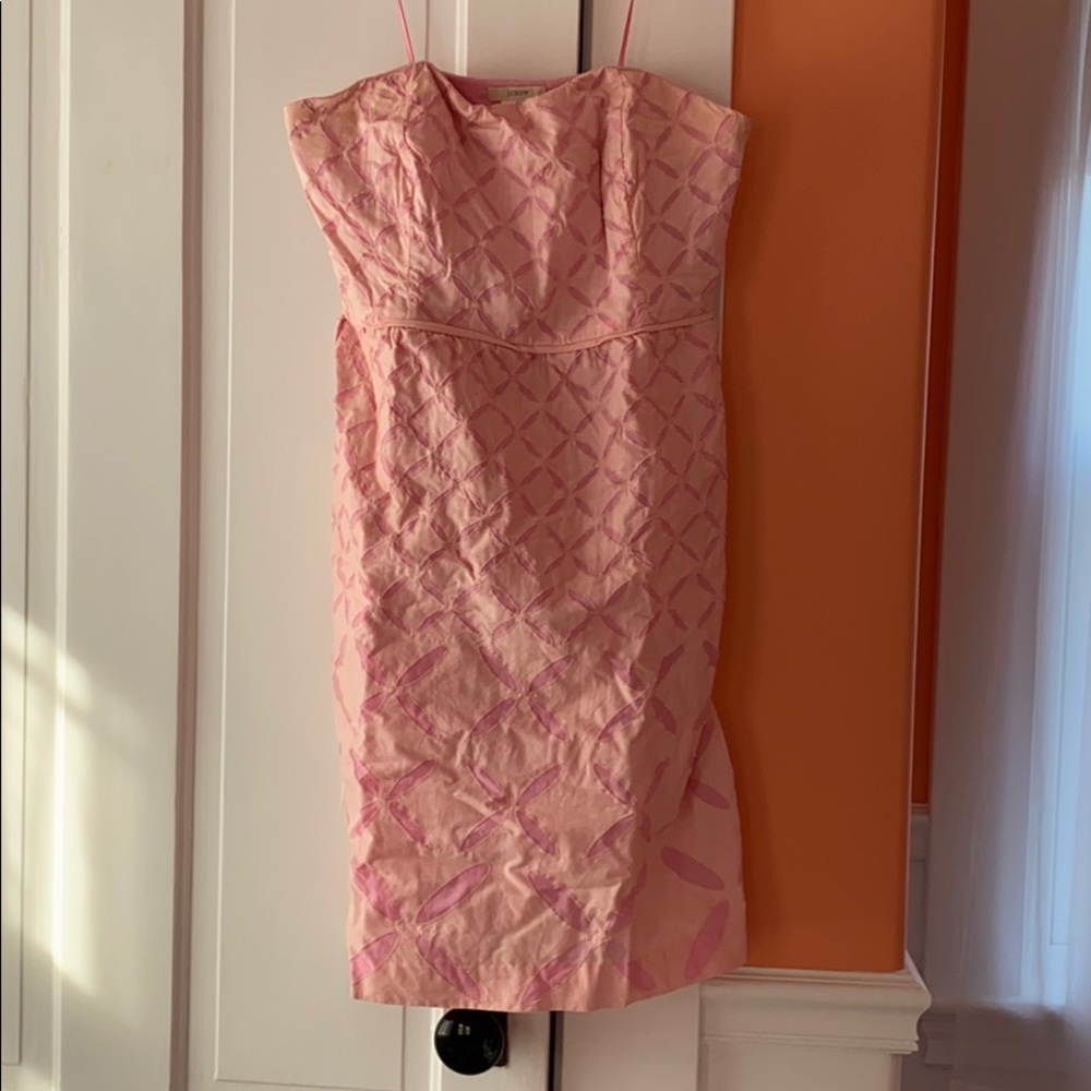 Pink jcrew strapless dress w pockets